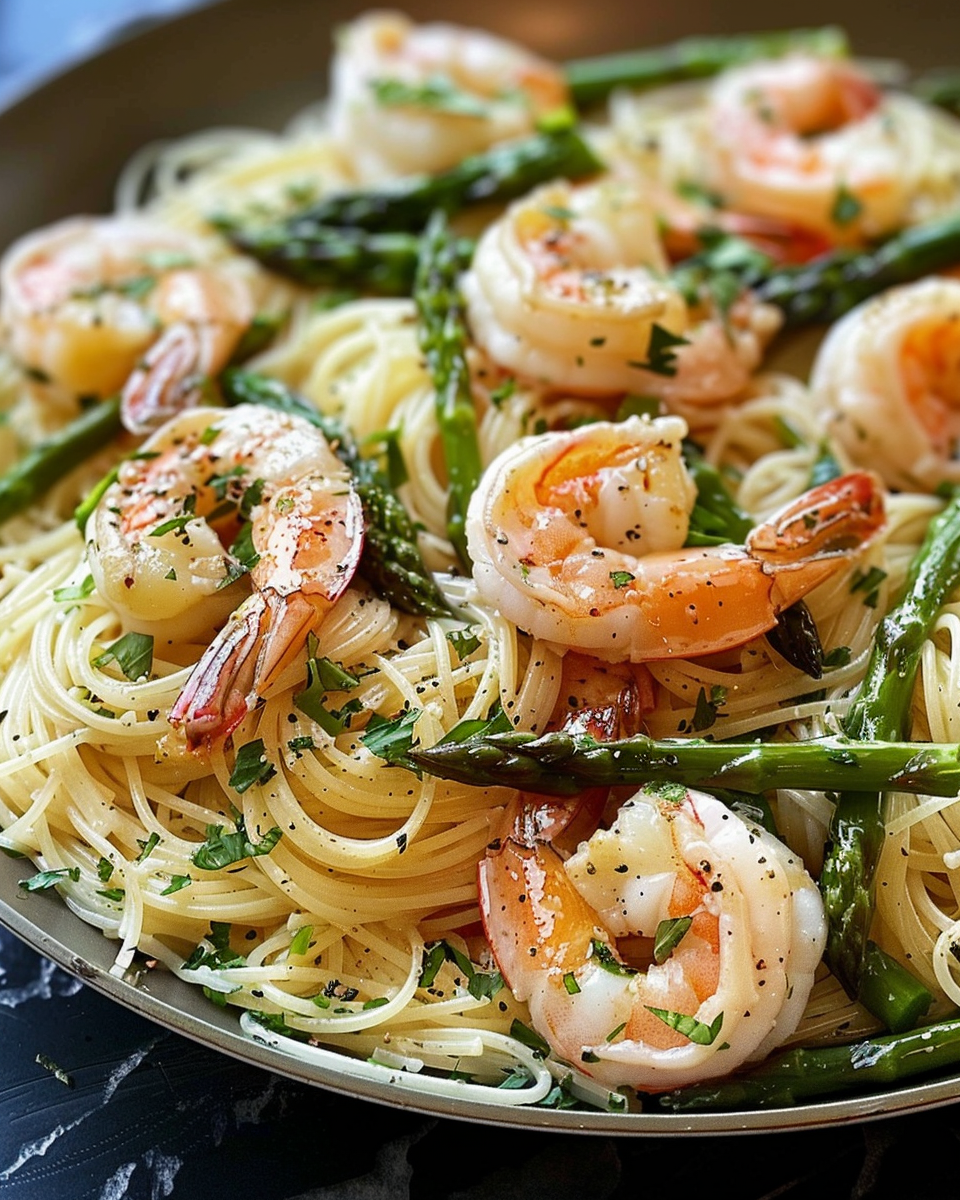 Shrimp and Asparagus Angel Hair Pasta