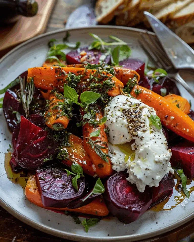 Roasted Beets and Carrots Salad with Burrata
