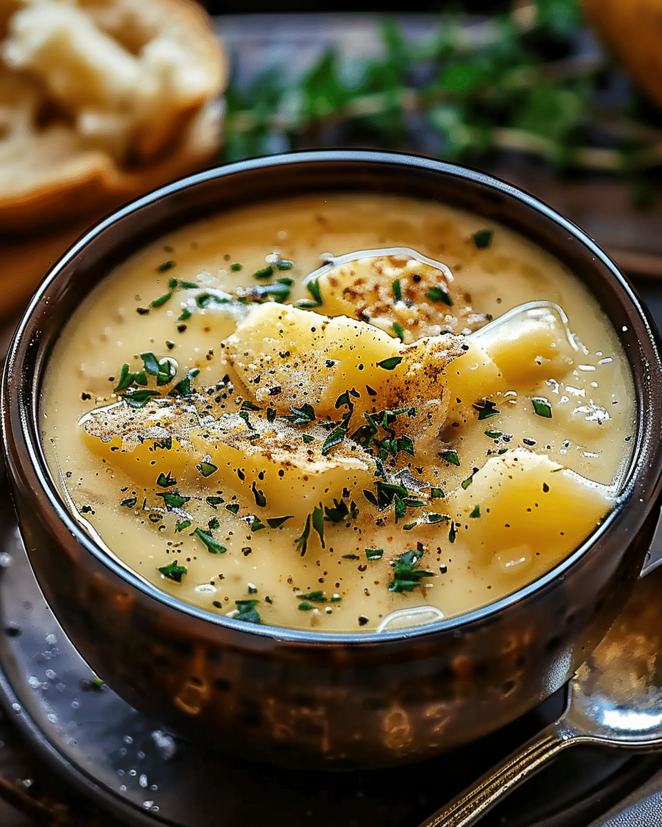 Creamy Cheddar Garlic Potato Soup
