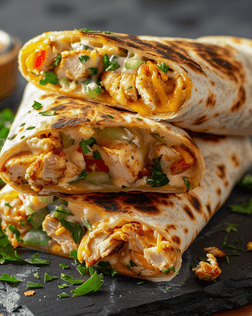 Cheesy Garlic Chicken Wraps