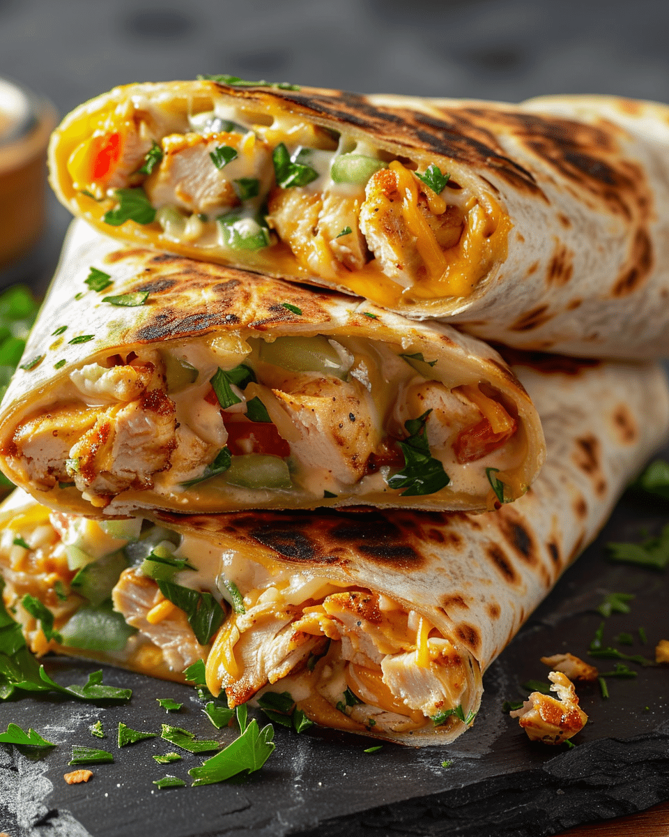 Cheesy Garlic Chicken Wraps