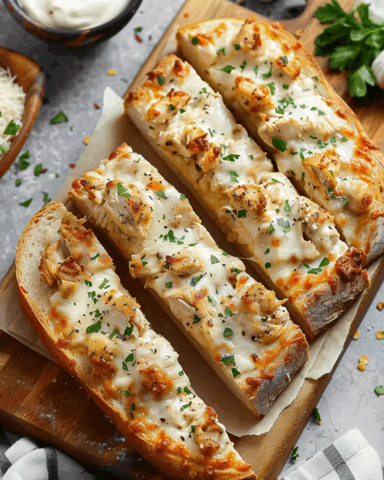 Chicken Alfredo Garlic Bread