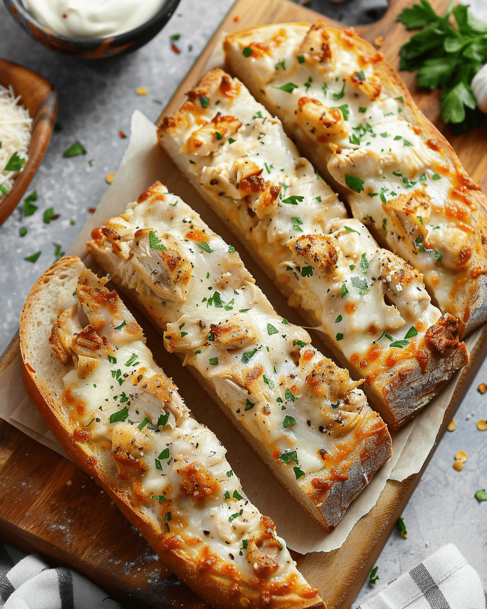 Chicken Alfredo Garlic Bread