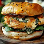 White Cheddar Spinach Chicken Burgers