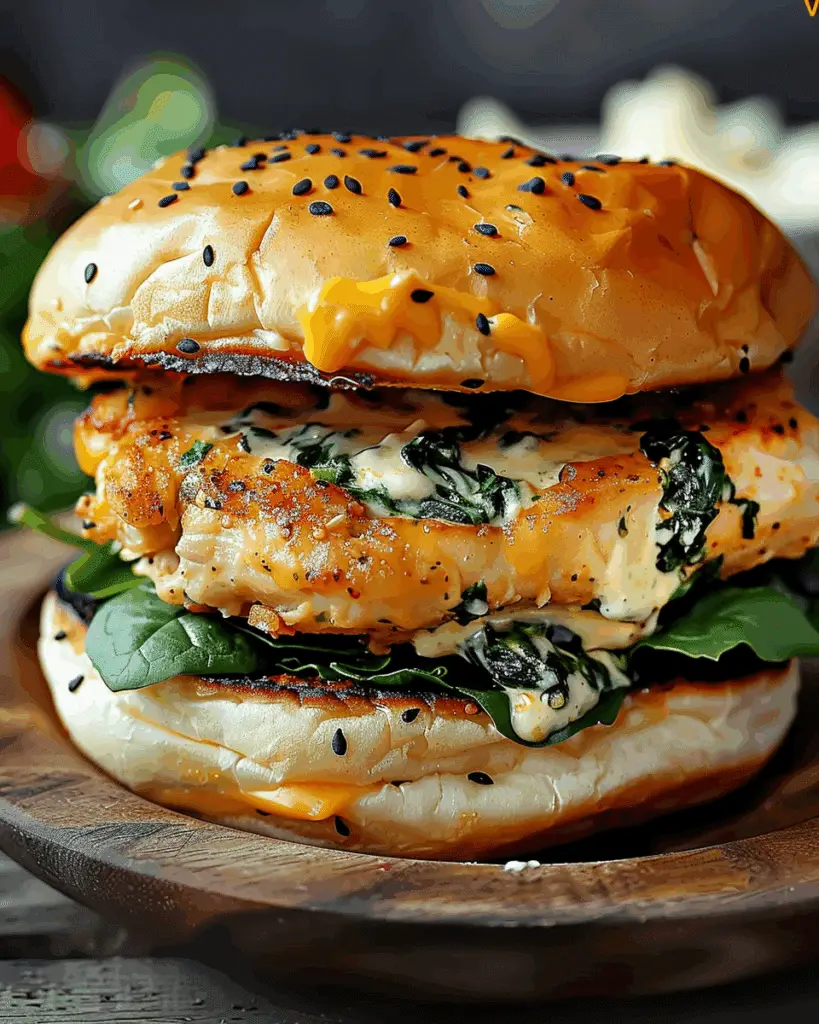 White Cheddar Spinach Chicken Burgers