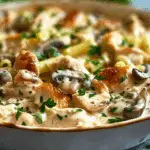 Creamy Chicken Mushroom Noodle Bake