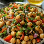 Crunchy Chickpea Salad with Tahini Lime Dressing