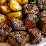 Garlic Butter Steak Bites and Potatoes