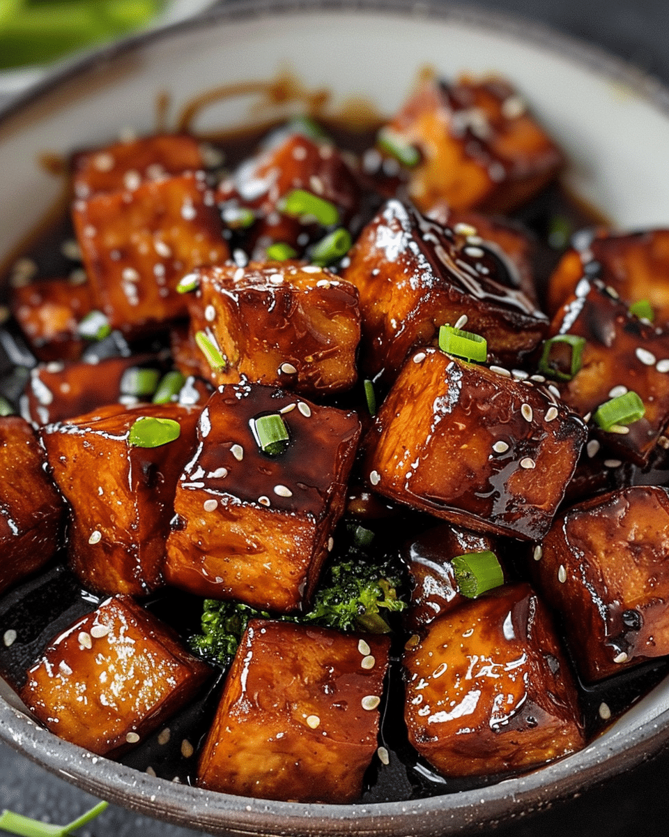 Crispy honey garlic tofu