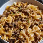 Creamy Beef Bowtie Pasta