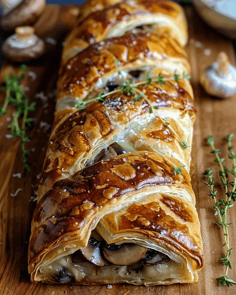 Savory Mushroom & Gruyère Puff Pastry Braid