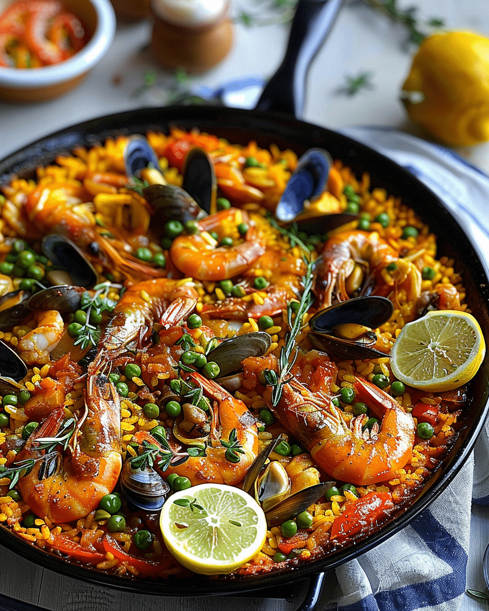 Spanish Paella with Chicken, Shrimp, and Mussels