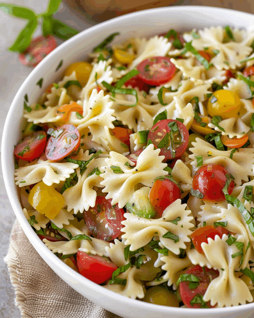 vibrant bow tie pasta salad
