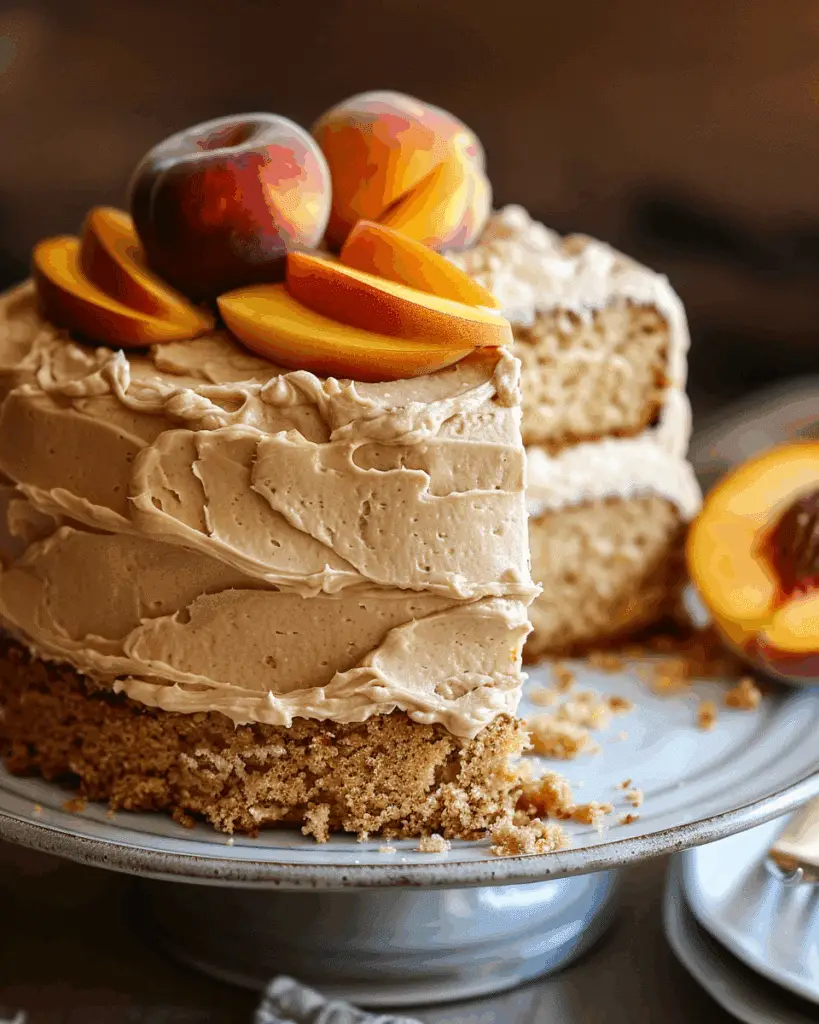 Peach Cake with Brown Sugar Frosting