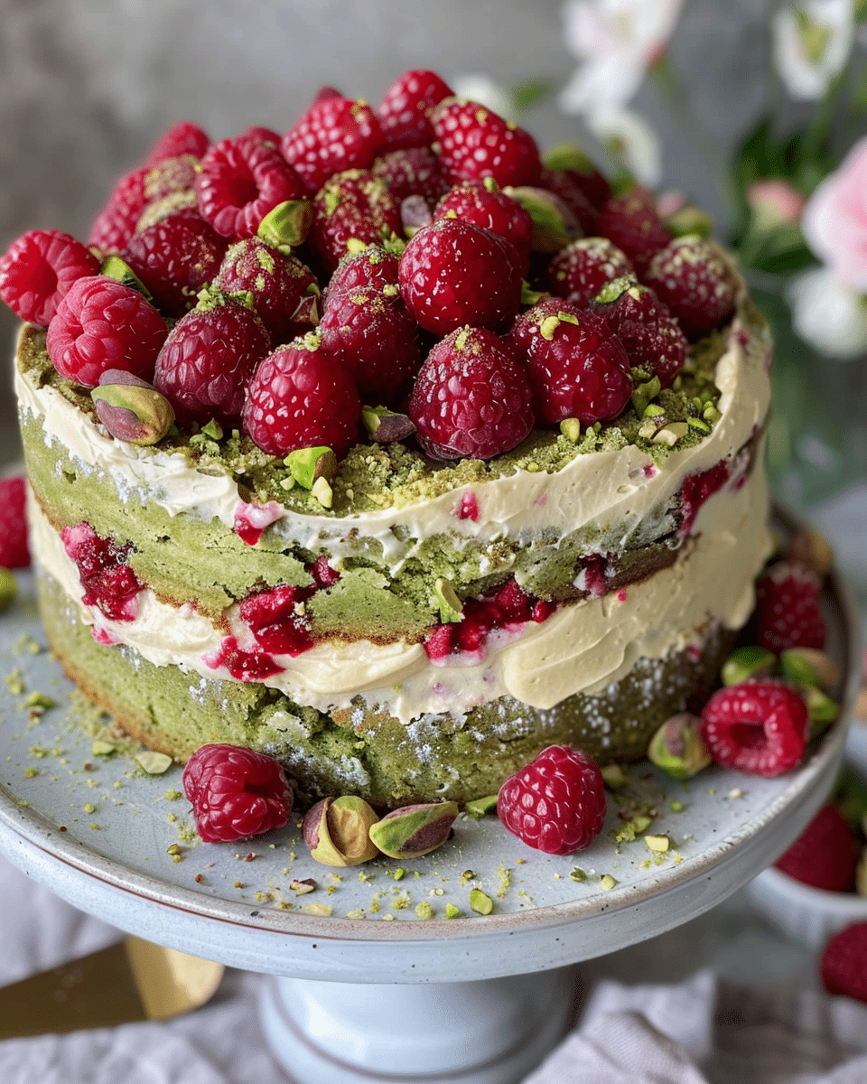 Pistachio Raspberry Cake