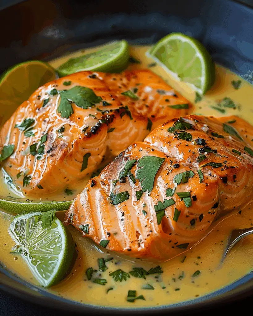Poached Salmon in Coconut Lime Sauce