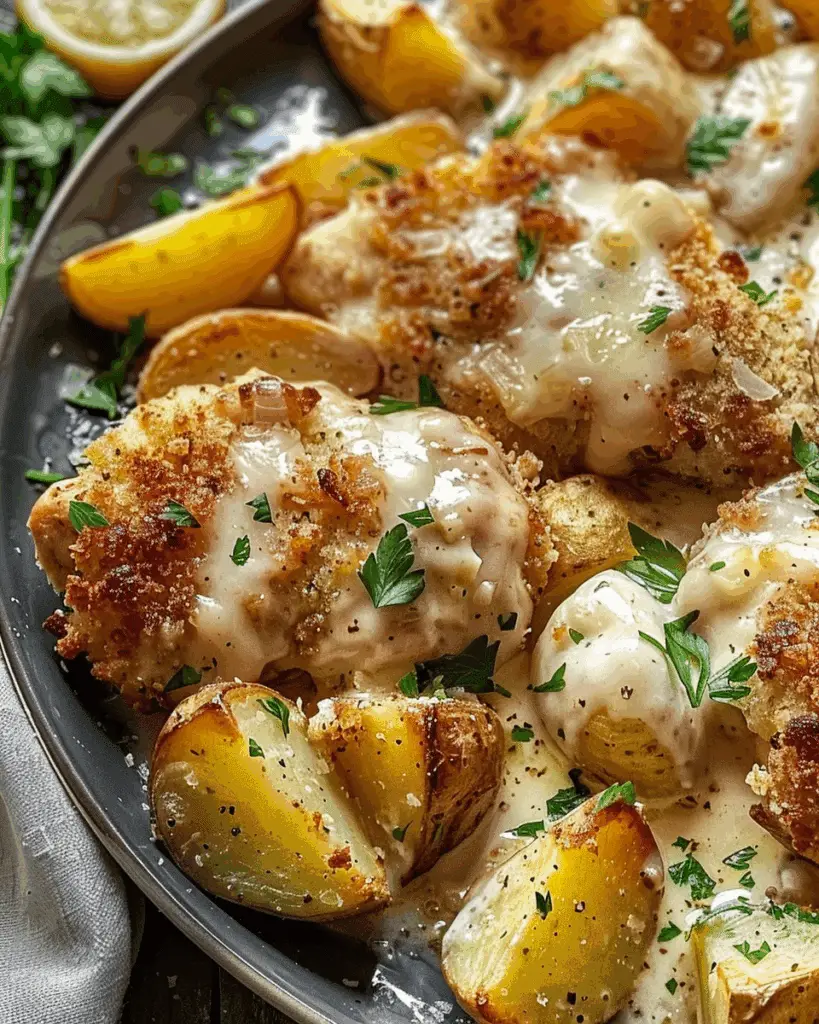 Garlic Parmesan Crockpot Chicken and Potatoes