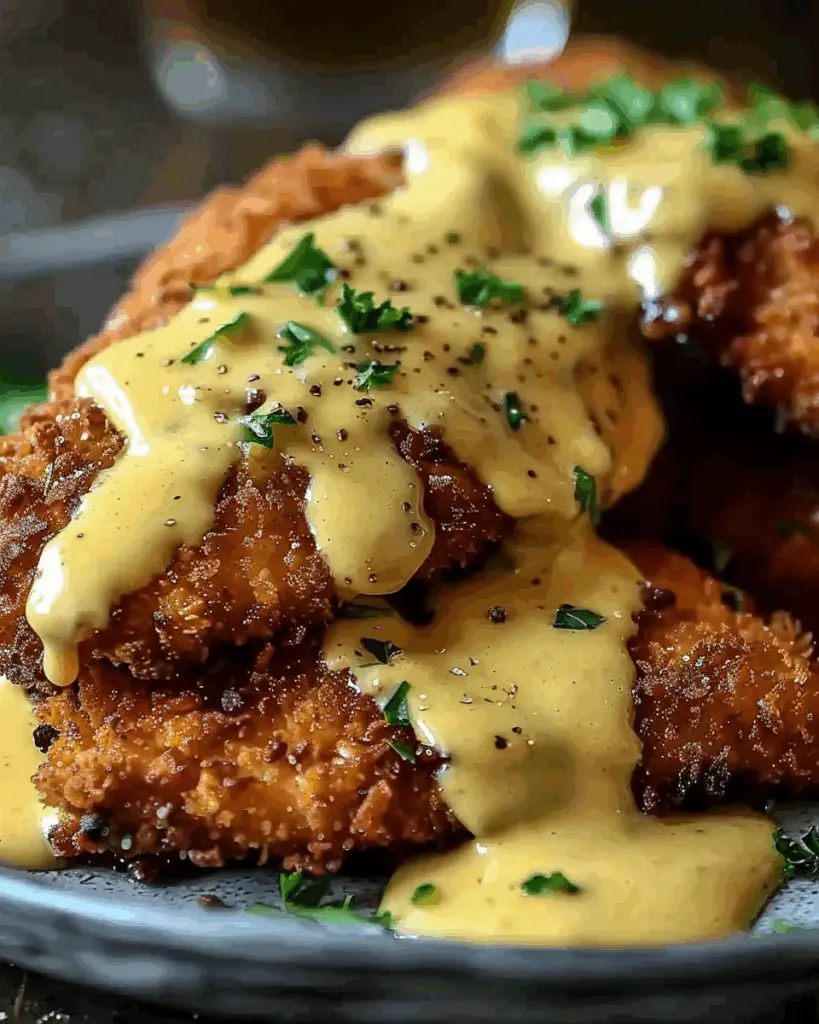 Pretzel Chicken with Mustard-Cheddar Sauce