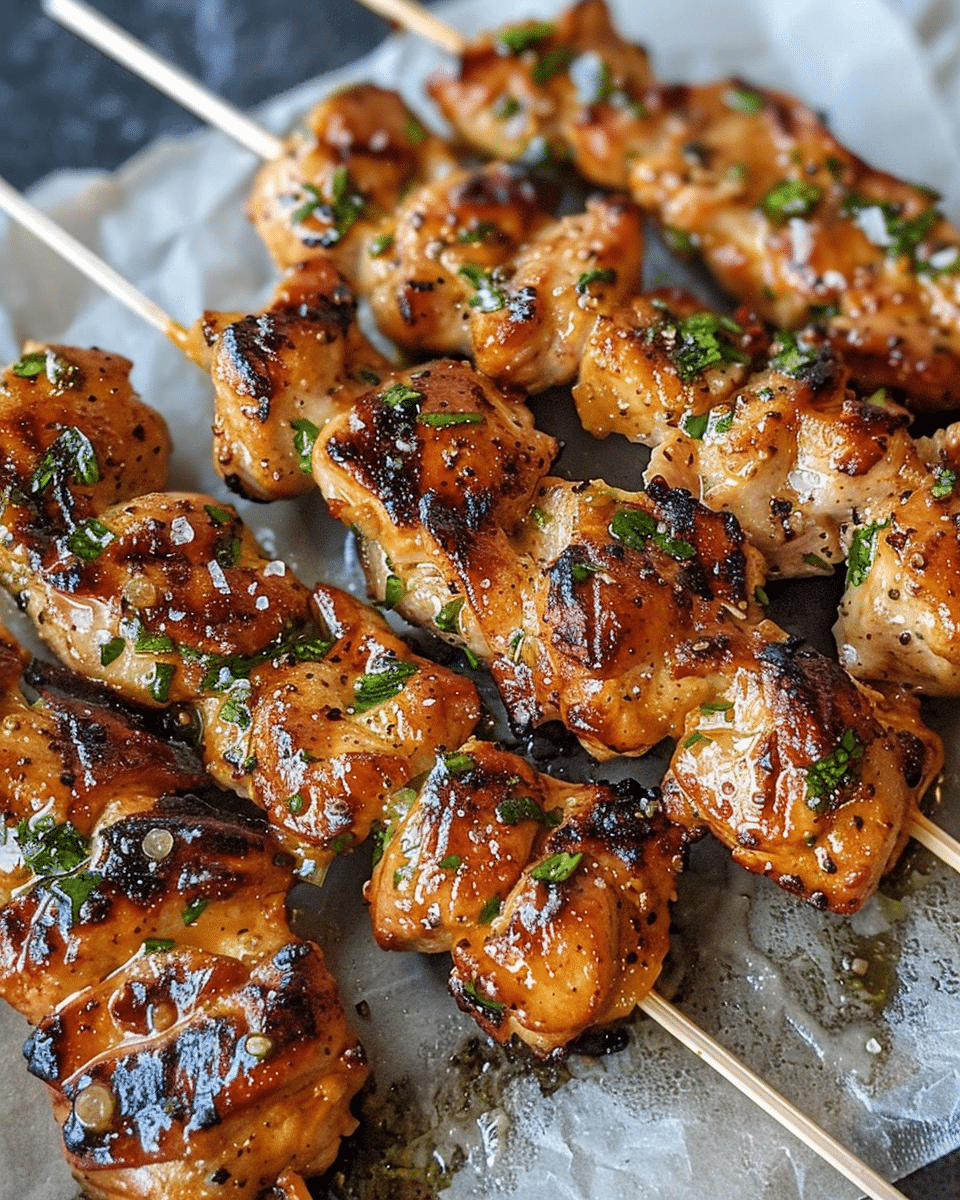 Garlic Parmesan Chicken Skewers with Ranch Marinade