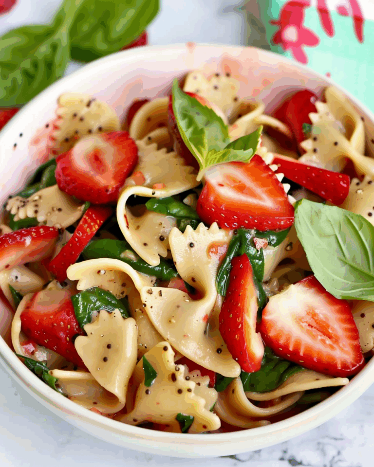 Strawberry Spinach Pasta Salad