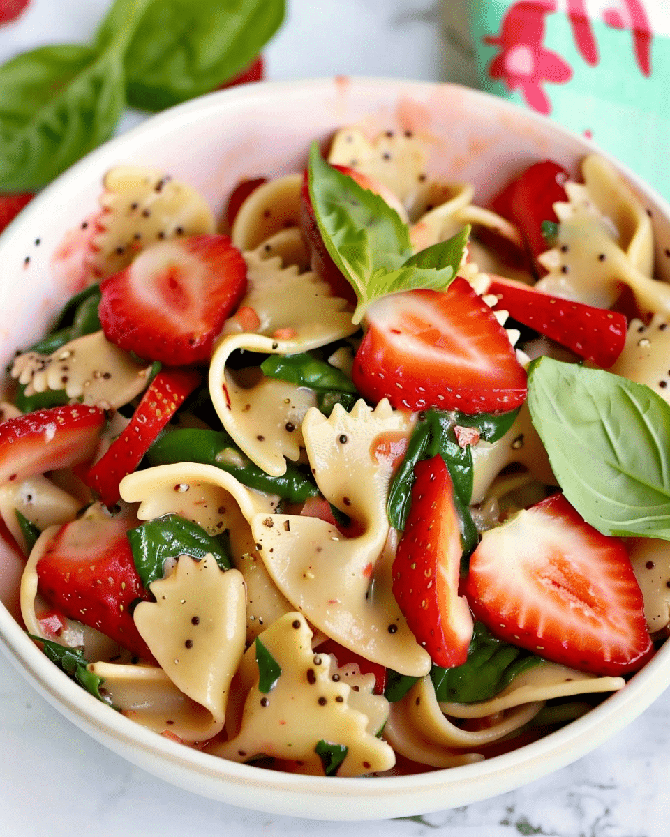 Strawberry Spinach Pasta Salad