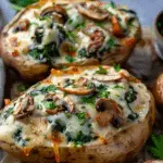 Baked Potatoes with Spinach, Cheese, and Mushrooms