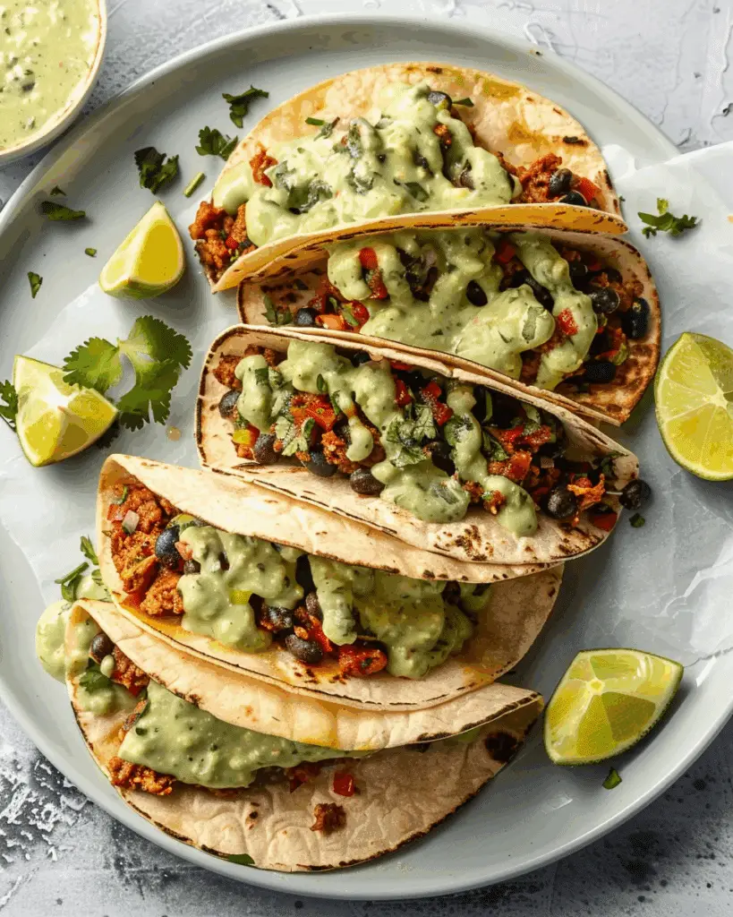 Ground Turkey Tacos with Avocado Sauce
