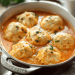 Creamy Tomato Soup with Cheddar Bay Biscuit Dumplings