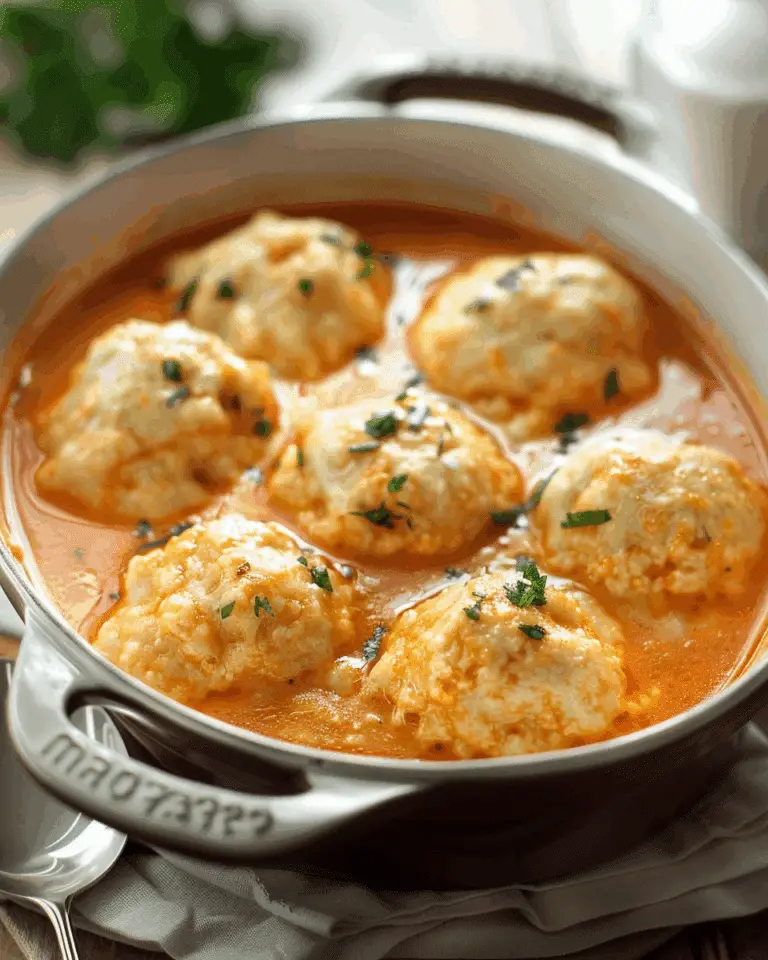 Creamy Tomato Soup with Cheddar Bay Biscuit Dumplings