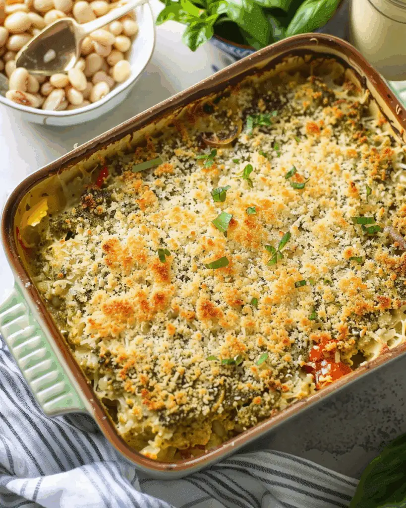 White Bean and Pesto Bake