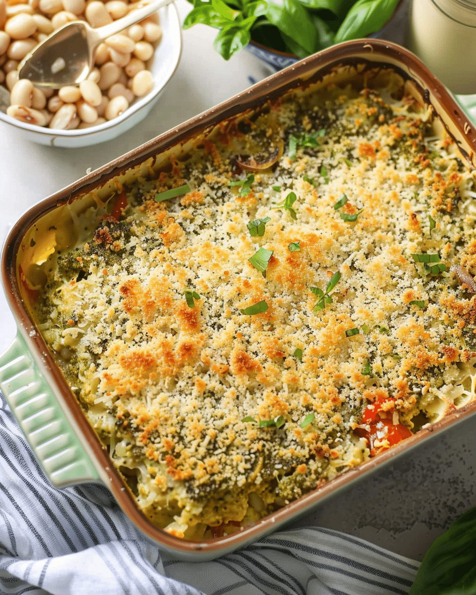 White Bean and Pesto Bake
