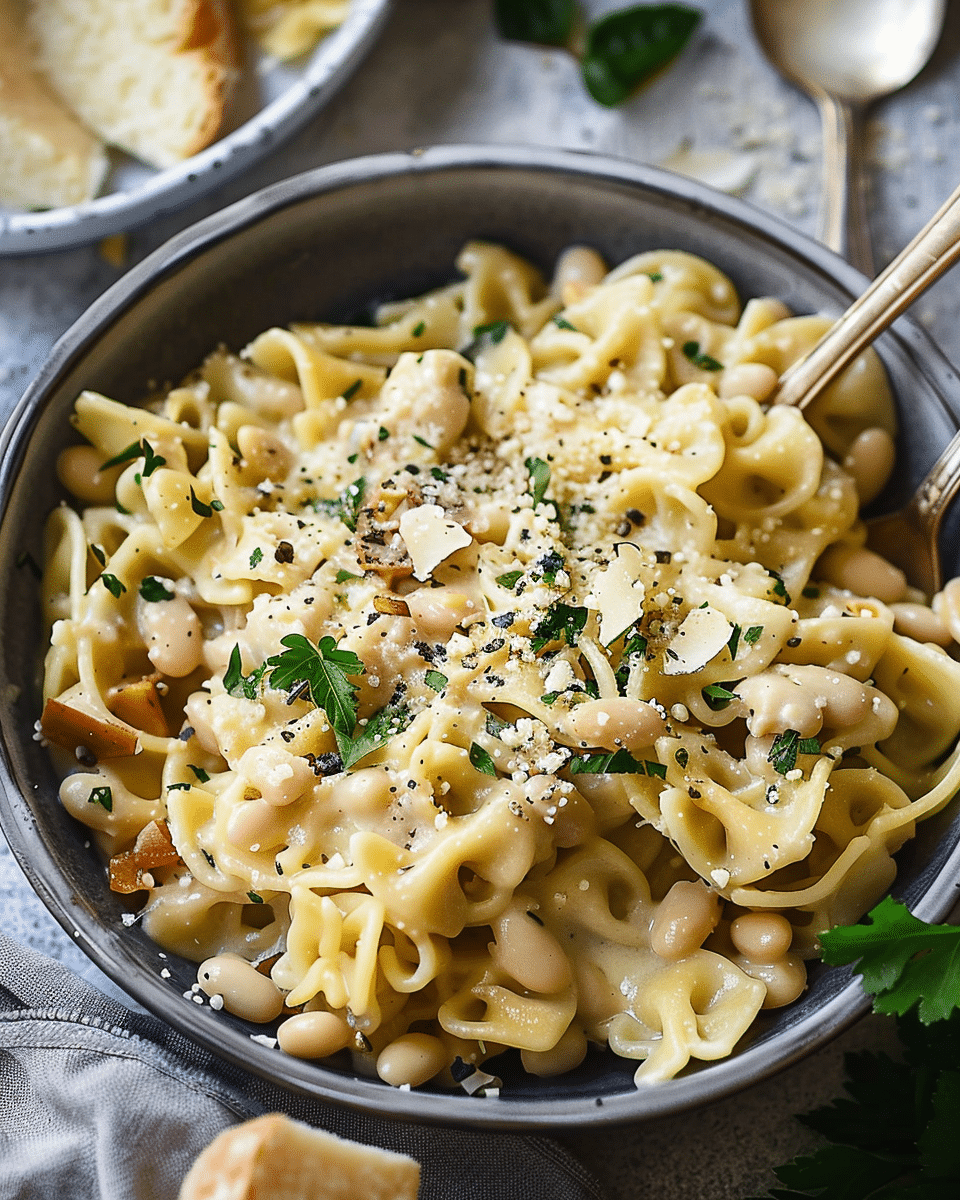 Mushroom and White Bean Pasta