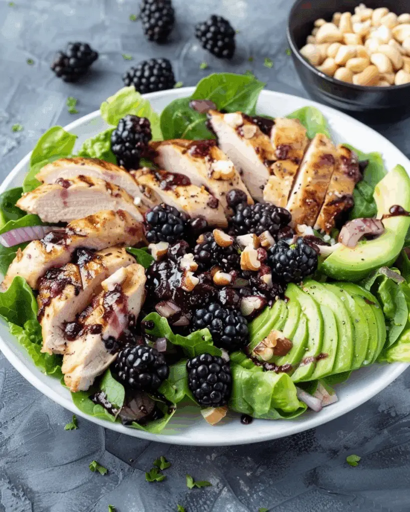 Blackberry Chicken Salad with Avocado & Walnut