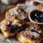 Blueberry Sourdough Cathead Biscuits with Cinnamon Crunch Topping