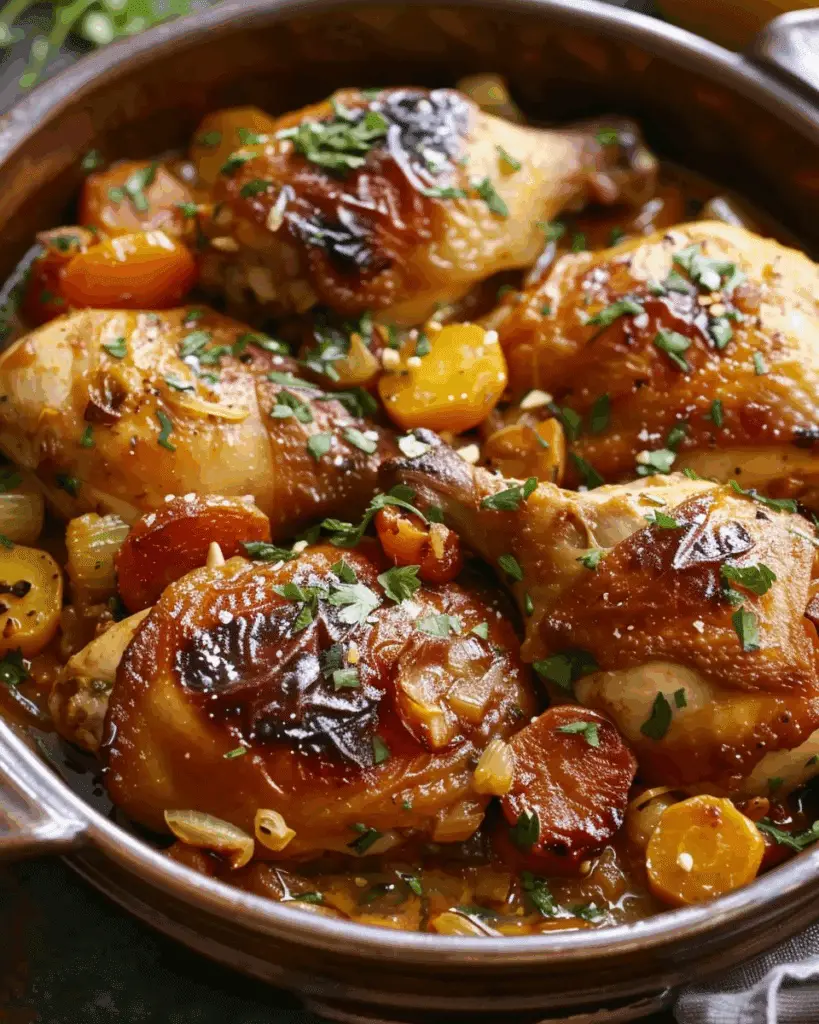 Moroccan Chicken Tagine with Apricots and Almonds