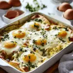 Hollandaise Breakfast Casserole with Turkey Bacon & English Muffins