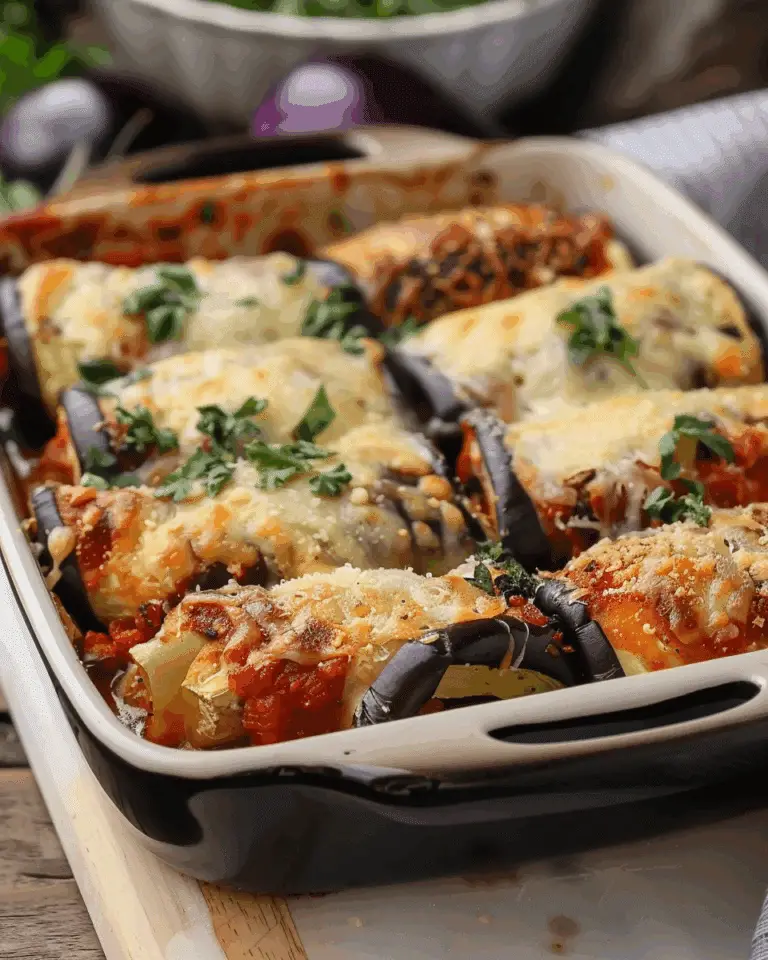 Baked Eggplant Rollatini with Ricotta and Marinara