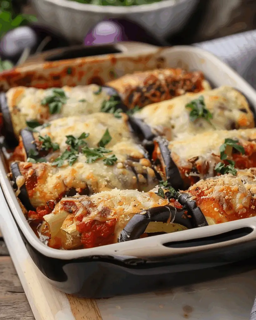 Baked Eggplant Rollatini with Ricotta and Marinara