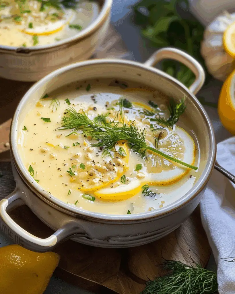 Lemon Chicken & Egg Soup with Rice