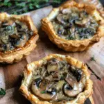 Mushroom & Goat Cheese Puff Pastry Tarts with Chicken Broth