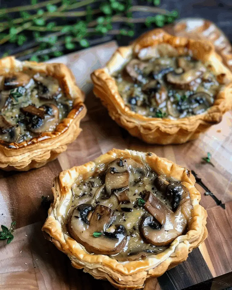 Mushroom & Goat Cheese Puff Pastry Tarts with Chicken Broth