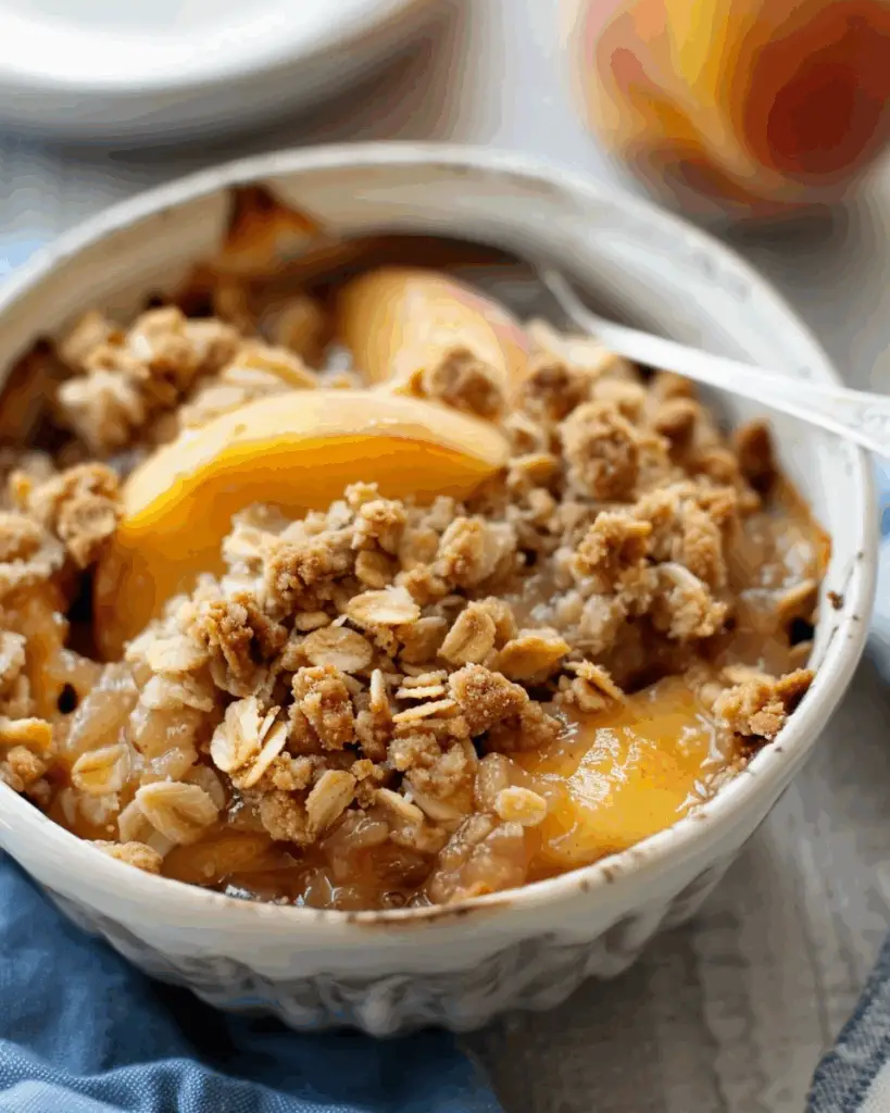 Cinnamon Peach Crisp with Buttery Oat Topping