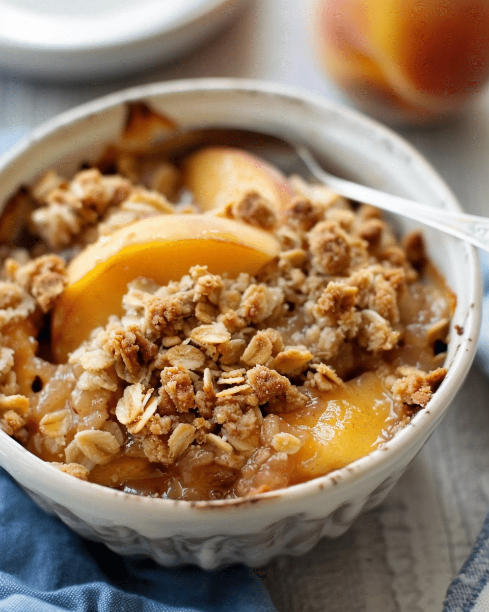 Cinnamon Peach Crisp with Buttery Oat Topping