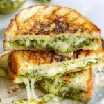 Grilled Mozzarella, Pesto & Beef Bacon Sandwiches