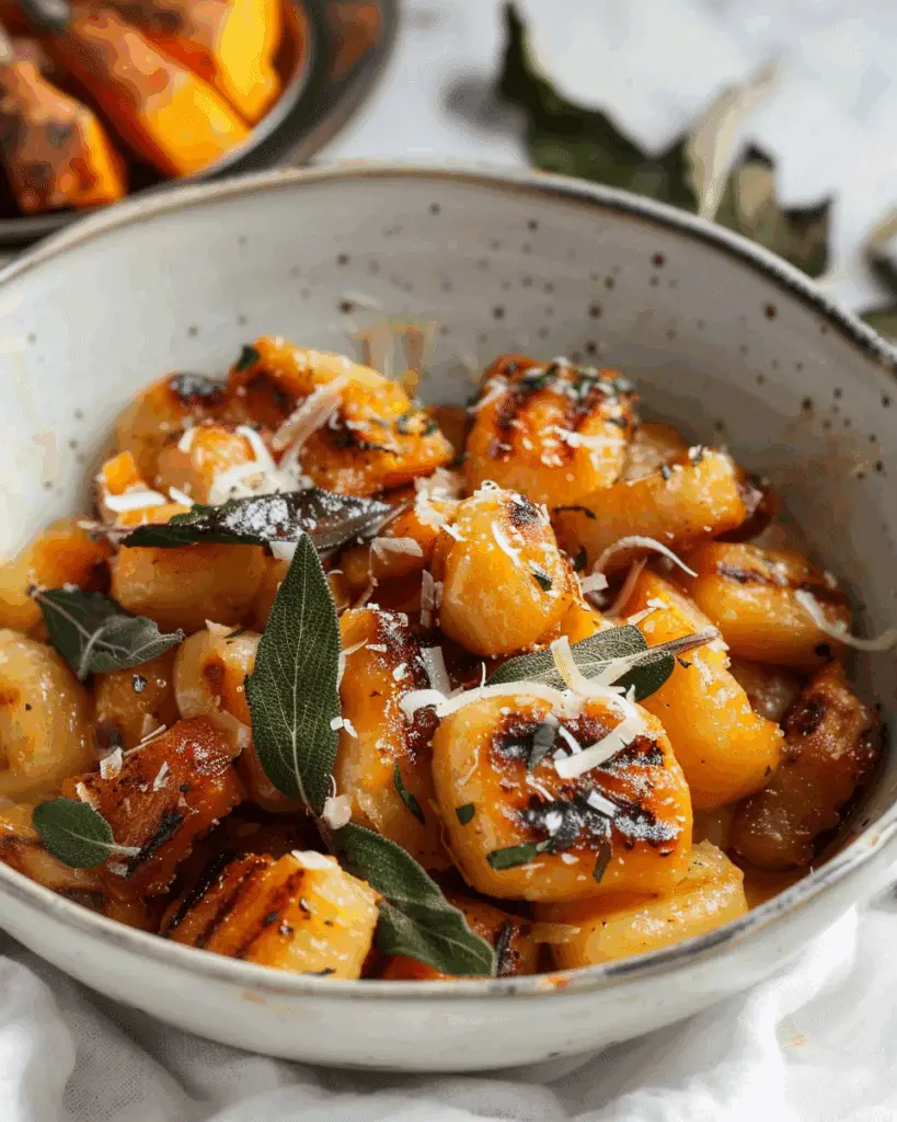 Creamy Pumpkin Gnocchi Bake with Sage & Pecans