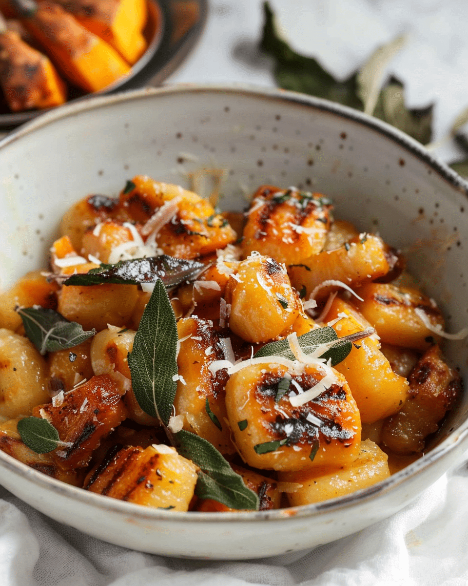 Creamy Pumpkin Gnocchi Bake with Sage & Pecans