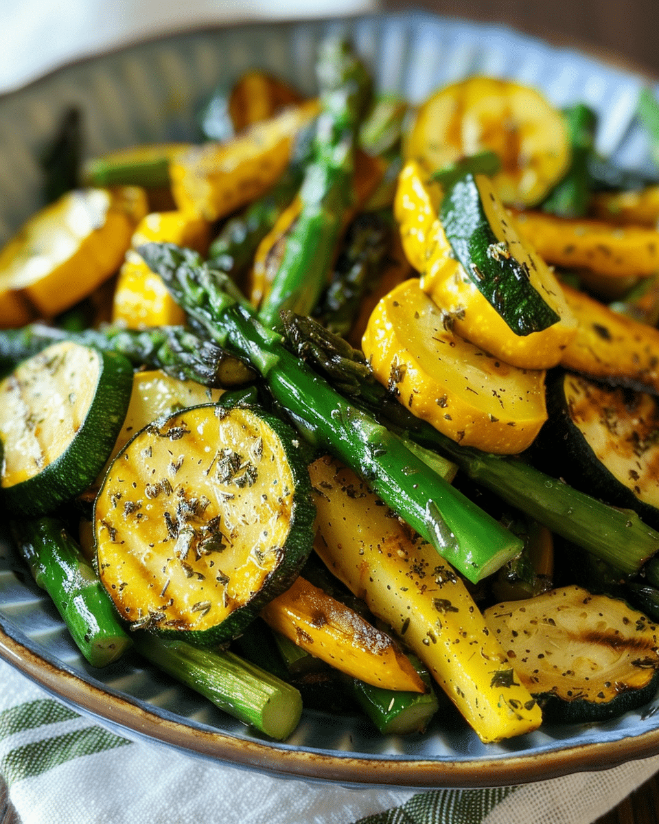 Lemon Garlic Sautéed Asparagus and Squash