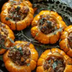 Stuffed Mini Pumpkins with Sausage, Quinoa & Cranberries