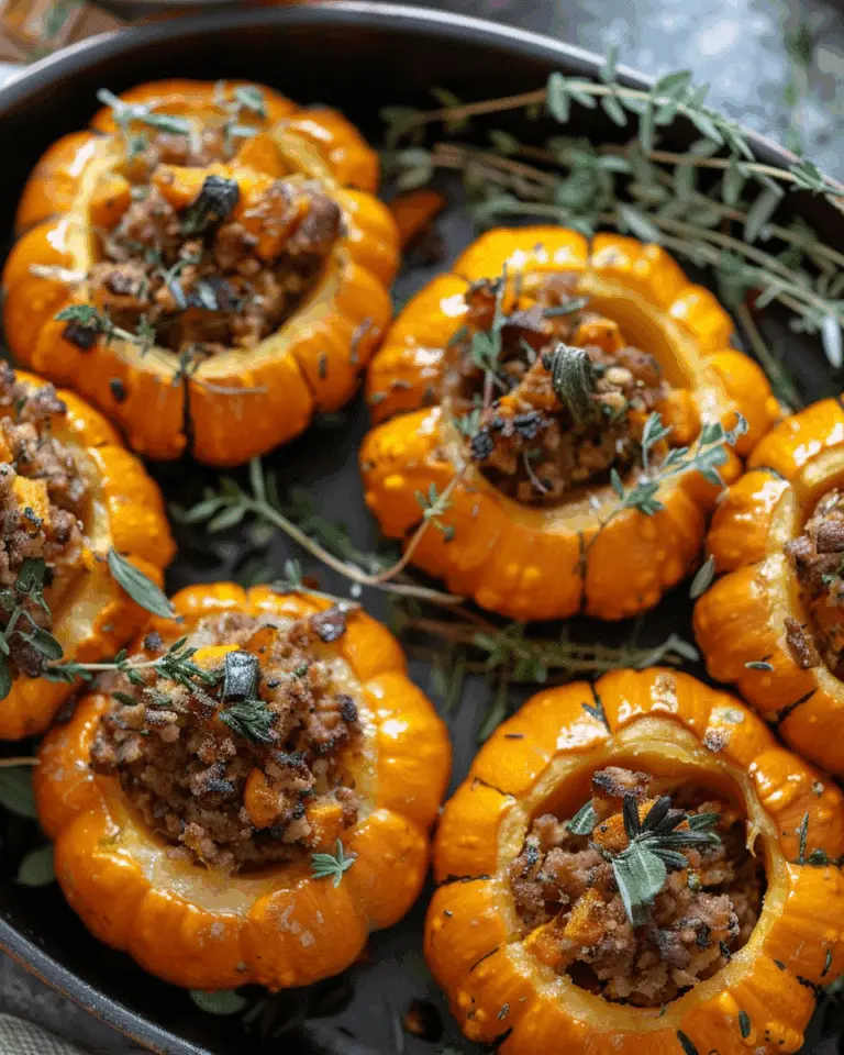 Stuffed Mini Pumpkins with Sausage, Quinoa & Cranberries