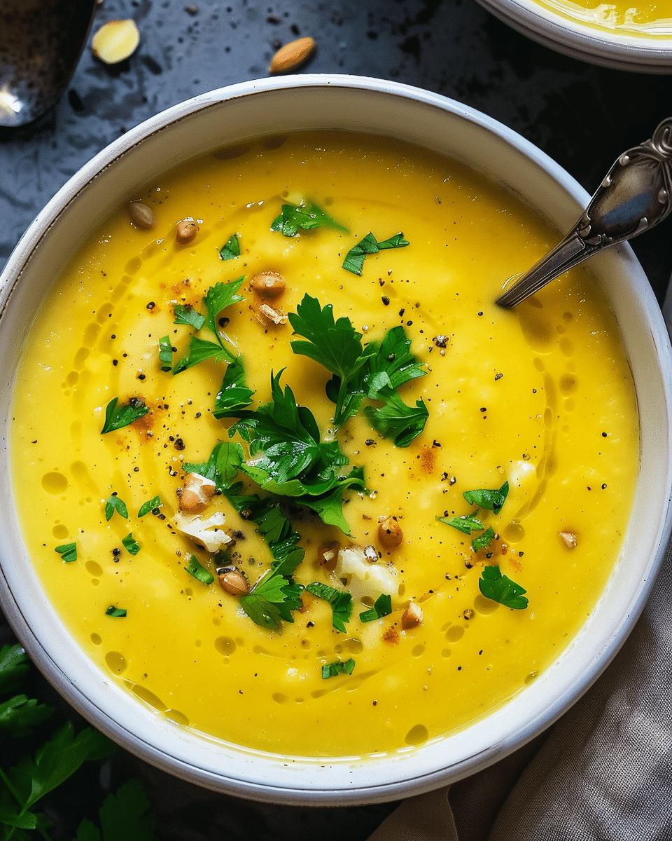 Roasted Garlic Cauliflower Soup